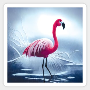 Flamingo in Winter Sticker
